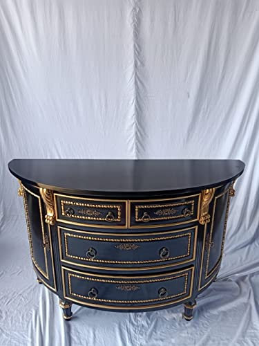 Louises Barock Rokoko - Comò stile antico Louis XIV. - Cassettiera stile barocco, colore: Nero con oro