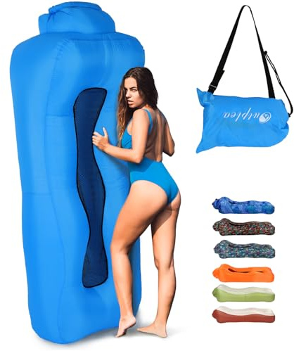 Outplea Divano Gonfiabile Campeggio Impermeabile da Esterno, Sdraio Gonfiabile Mare, Poltrona Gonfiabile Piscina, Lettino Spiaggia Gonfiabili, Blu