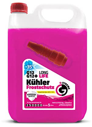 Gamix Hochwertige Autochemikalien | Kühlerfrostschutz G12 / G12+ | Kühlflüssigkeit 5 Jahre bis -35°C | Gebrauchsfertig Kühlmittel Auto | 5L