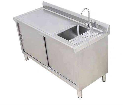 Meuble D'évier Intégré,évier D'armoire De Blanchisserie, Meuble D'évier De Blanchisserie Avec Robinet Et Accessoires,évier De Cuisine Autoportant En Acier Inoxydable,évier Tout-en-un(Size:47in/120cm,C