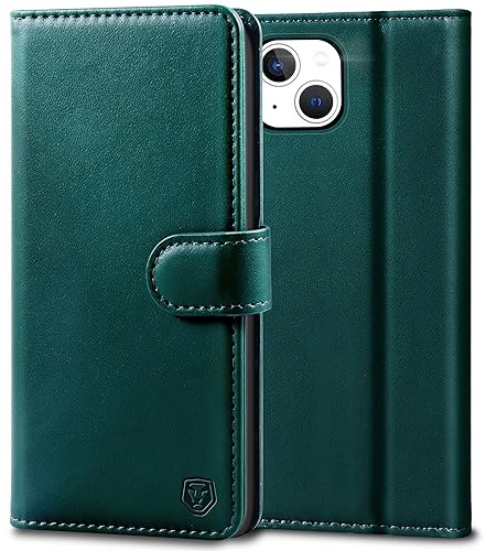 Kuafcase iPhone 13 Hülle Premium PU Lederhülle Case Klapphülle Brieftasche Stoßfest Cover [Kartenfach] [Ständer] [Magnetic] Handytasche Schutzhülle für iPhone 13 (6,1) - Grün