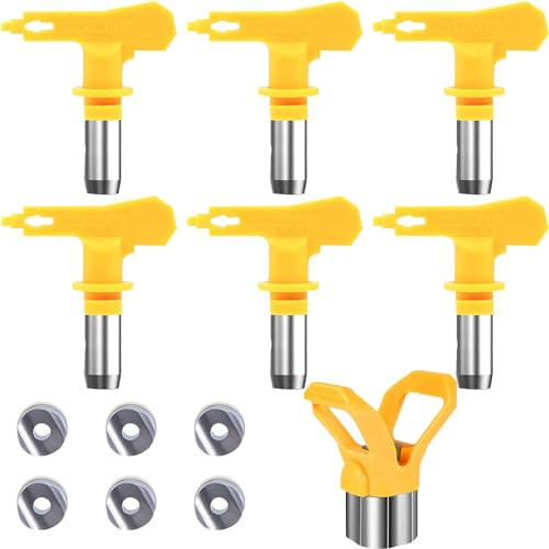 TOOSOAR 6 Stück Airless Düse mit Spitzendichtung für Farbspritzgeräte, für Graco, Titan, Wagner am meisten Spritzpistolen(Typ 209,315,415,517,523,619)