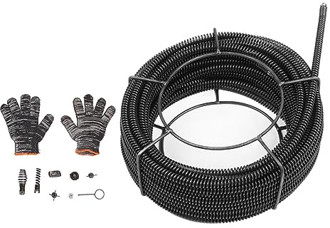 Juego de Espirales para Limpieza de Tuberías, 30 M, Limpieza de Tuberías de Serpiente, Limpiador de Drenaje, Resortes de Caracol, Cable de Limpieza de Alcantarillado, Limpiador