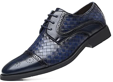 Rodawu Chaussures habillées pour hommes à lacets - Chaussures de bureau formelles - Richelieus - Derbys - Chaussures Oxford, bleu marine, 39 1/3 EU