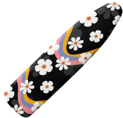 Jeiento Bügelbrettbezug mit Blumenmuster, schmutzabweisend, gewellt, waschbar, schützendes Netzgewebe, Klettverschluss, 38,1 x 137,2 cm, Weiß
