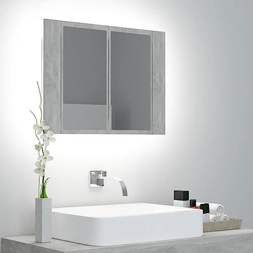 ARKEM LED-Bad-Spiegelschrank Badezimmerschrank SpiegelschräNke FüRs Bad Badezimmer Spiegel Mit Beleuchtung Betongrau 60x12x45 cm Acryl