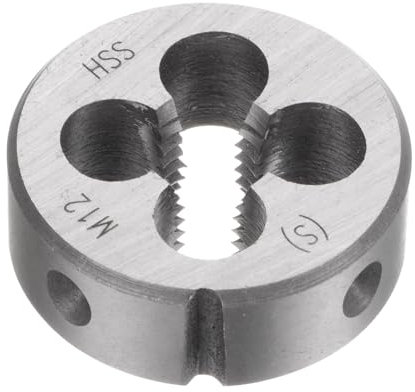 QUARKZMAN Filières à Fileter Rondes, Filetage Métrique M12 x 1.75 (Droite), Acier Rapide (HSS) Outil de Réparation de Filière de Coupe de Vis