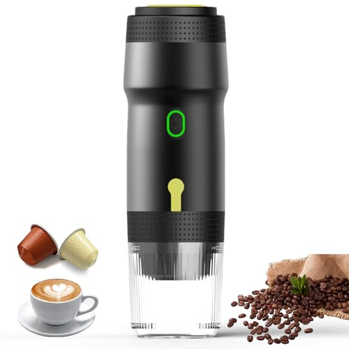 iFCOW macchina da caffè espresso portatile, mini macchina da caffè elettrica estrazione 15 bar compatibile con capsule di caffè per campeggio escursionismo viaggi ufficio
