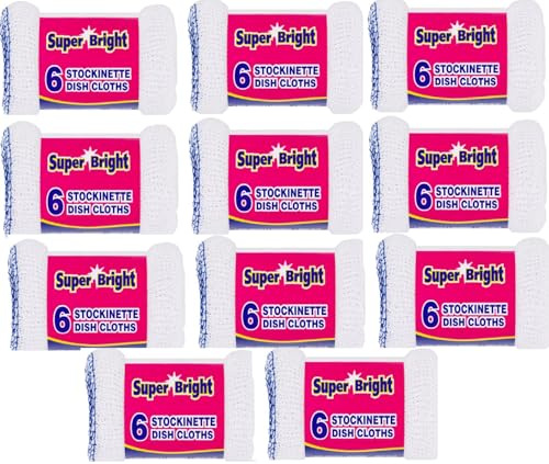 Sterling Sports Super Bright Stockinette Dish Cloths - Quick Drying Ultra Absorbent Reusable Kitchen Cleaning Cloths, Soft Cotton Dish Rags For Washing Dishes Multi Purpose Cleaning (66)