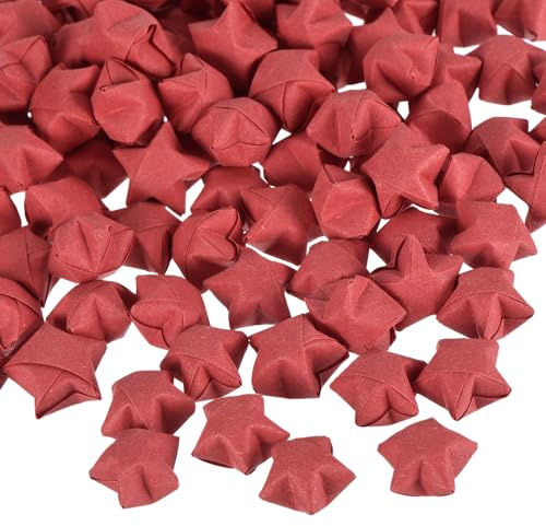QUARKZMAN 272 Stück Origami Sterne Papierstreifen, Vorgefertigte Origami Papier Glückssterne Wunschstern 3D Bunte Stern für Weihnacht Hochzeit Valentinstag Geschenk Dekoration, Rot