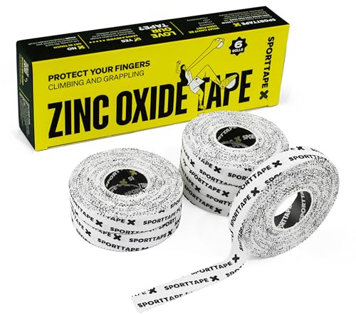 6 rullar SPORTTAPE Boxningstejp – 1,25 cm x 13 m – Handtejp för boxningshandskar, knogar, fingrar, handleder och händer | Zinkoxidtejp | Fysiotejp för sportskador | Oelastisk atletisk tejp