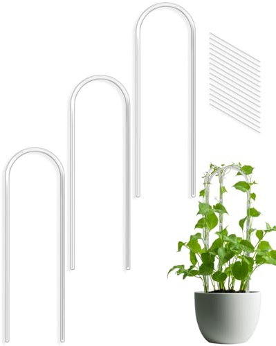 Lot de 3 treillis de jardin en acrylique transparent en forme de U, support pour plantes grimpantes, treillis pour plantes d'intérieur en pot pour hoya, pothos, monstera