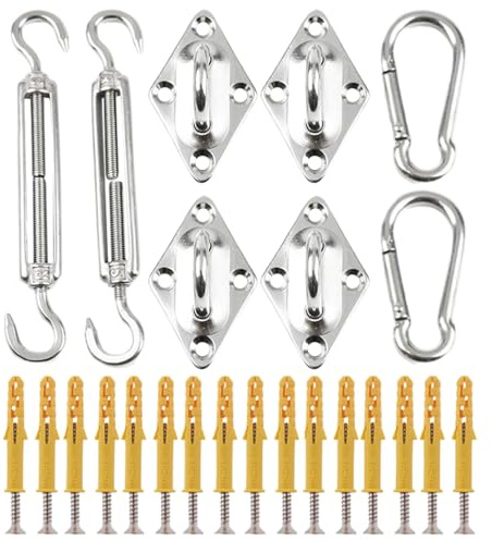 Rrlihjgu Sun Shade Sail Hardware Kit, Sail Kit - Replacement Sail Mounting Kit | Installation Tools, Canopy Attachment Set, Canopy Supplies,