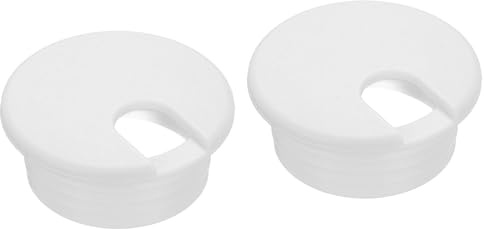 sourcing map 2 Pcs Desk Hole Grommet 1.5 Inch(38mm), ABS Plastic Round Desk Hole Cover Wire Cable Cord Organizer for Home Office Computer Table Cables, White