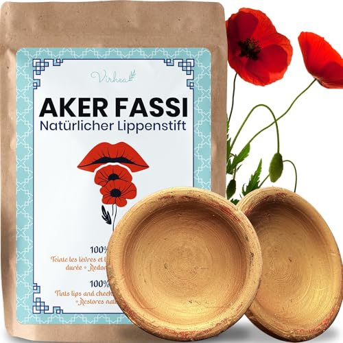 VIRHEA® Aker Fassi Rossetto Marocchino Naturale x2 - Tinta Labbra Terracotta Vegana - Colore Lunga Durata con Ingredienti Biologici - Trucco Tradizionale Marocchino per Bellezza Unica