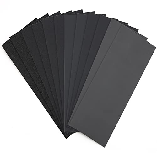 12 Pieces Wet and Dry Sandpaper, 120 150 180 240 320 from 3000 High Grit Sandpaper, 22.86x9.14cm Fine Abrasive Paper,for Automotive Car Furniture Polishing (120 150 180 240 320 from 3000 High Grit)