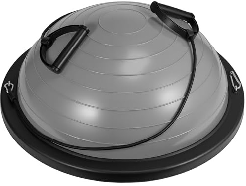 Balance Ball Board Inflatable Air Dome With Resistance Bands and Pump, Women Exercise Balance Trainer for Home Gym Workout Fitness Anti-slip Half Yoga Ball for Pilates