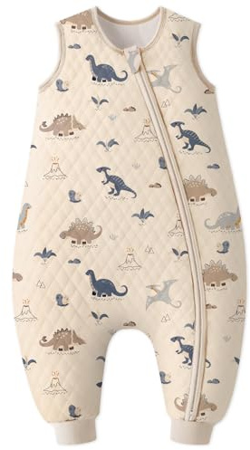 Yoofoss Baby Schlafsack mit Füßen 2.5 Tog Winter Schlafsack Baby mit Beinen Baumwolle Warm Babyschlafsack für 18-36 Monate Kinder Jungen Mädchen 80 cm- - Khaki Dinosaurier