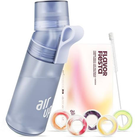 air up Original Twist Pro Blueberry Starter Set Water Bottle with 5 Flavour Pods + Straw Brush | 600ml | Dishwasher Safe, BPA Free
