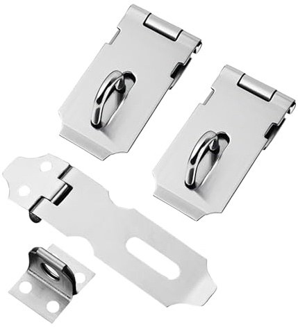 3 Pcs Stainless Steel Padlock Hasp Latch 2 Inch Door Latch Catch, Small Padlock Hasp, Door Clasp Gate Latch, Window, Cabinet, Pet Cage, Locking Hardware Accessories