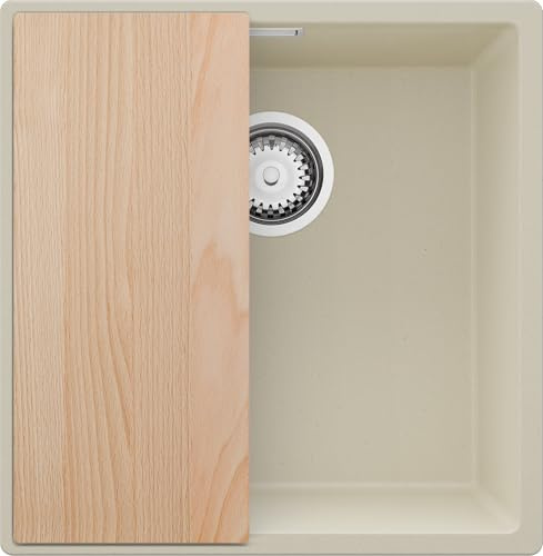 PRIMAGRAN Fregadero bajo Encimera al Mueble 50cm + Kit de desagüe, 46x47cm
