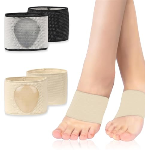 2 Paar Soutien de la Voûte Plantaire, Flexibel Mittelfuss Bandage Mit Weich TPE Pads, pour soulager la fasciite plantaire et les douleurs de la voûte plantaire, Entlasten Sie Stress, L(Noir, beige)