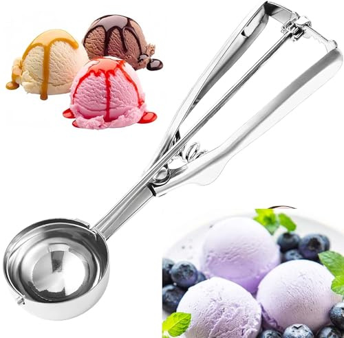 Luxiremi Cuchara de helado de acero inoxidable 304, cuchara de helado, pulida, robusta y ligera para helados, bolas de melón, masa, pastel, puré de patatas, apto para lavavajillas
