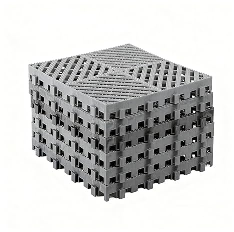 Dalle Clipsable Ajourée PP Drainage Caillebotis Douche Facile à Nettoyer Coussin Emboîtement Salles Manger, Terrasses(4cm x 16pieces)