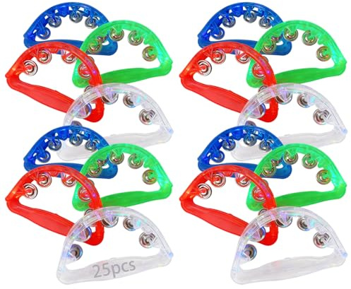 Generic Tamburine mit LED-Lichtern, 4 Farben, 21,6 x 13,9 cm, Musikinstrument für Partys, KTV-Bargeschenke, für Erwachsene und Jugendliche, 5 Sets