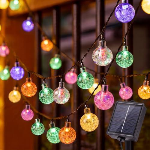Tomshine Solar Lichterkette Outdoor 12M 100 LED Bunt, Wasserdichte Lichterkette Außen Solar Kugeln mit Fernbedienung & Timer, 8 Modi Solarlichterkette Außen Wetterfest für Garten, Party, Camping