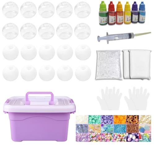 Monwssoe DIY-Stressball-Herstellungsset mit Füllmaterial, 20-teiliges Stressball-Set mit Luftpumpe und Expander-Werkzeug, sensorisches Spielzeug für Erwachsene Kinder