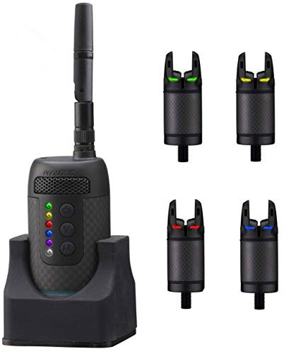 Prologic 4+1 K3 Bite Alarm - 4 Bissanzeiger + Receiver, Karpfenbissanzeiger + Empfänger zum Karpfenangeln, Bissmelder zum Angeln