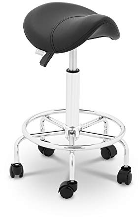 Physa Siège-Selle Assis Debout Ergonomique De Cheval Tabouret Physa Frankfurt Black (58-74 cm, 150 Kg, Pivotant, roulettes, Noir)