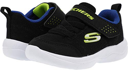 Skechers Pojkens Skech-Stepz 2.0 Mini Wanderer sneakers, 5 UK barn, Svart textil syntetisk blå lime trim, 6 UK Child