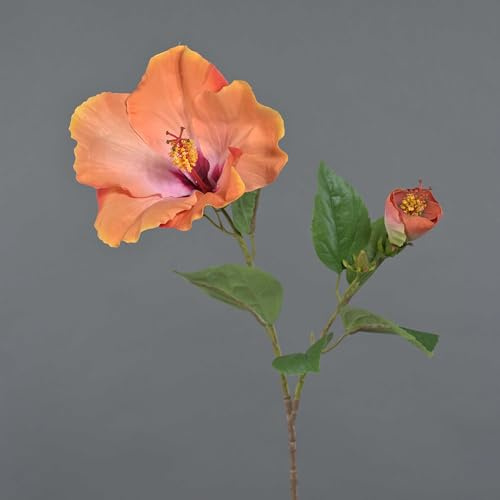 artplants.de Hibiscus, Artificiel Orange, 65cm | en Tissu OAHU avec Fleurs - Fleur synthétique/Hibiscus Artificiel