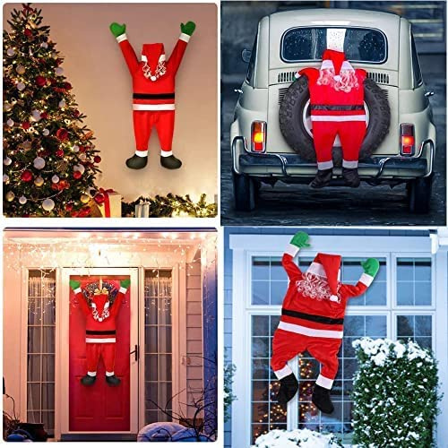 COTTNY 108/170 cm Große Hängende Weihnachtsweihnachtsmann-Dekorationen, Weihnachtsschmuck Weihnachtsmann-Weihnachtsdekoration Regenrinne, Dach, Außenhof, Dekoration, Hauswand, Auto, Innendekoration