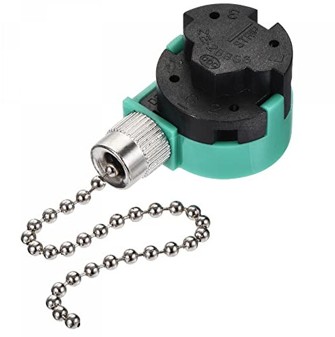 sourcing map Poignée Chaîne Interrupteur 3 Vitesse 4 Fil Remplacement ZE-268S6 pour Ventilateur de plafond Lampe Lumière Vert Argenté