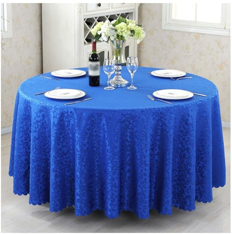 CIEEIN CIEHT Polyester Tischdecke Schreibtisch Tischtuch Tischwäsche Rund 160cm-320cm Couchtisch Hotel Restaurant Hochzeit Tafeltuch Blau Durchmesser 160cm
