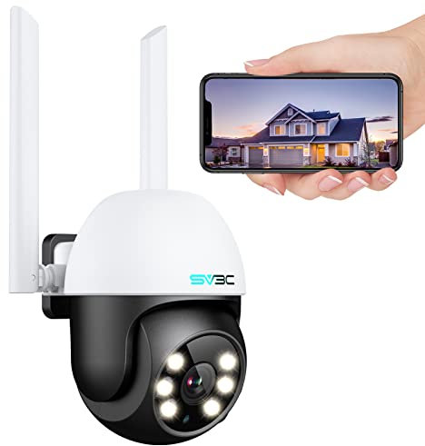 SV3C PTZ Security Camera Outdoor, 1080P Pan Tilt Dome WiFi IP Camera, Auto Tracking, Color Night Vision, 2-Way Audio, Humanoid Detection, Waterproof, 24X7 Record, ONVIF, SD Card Storage, Remote Access