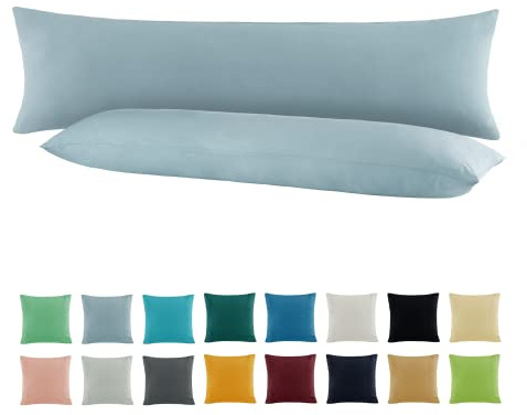 SHC by BaSaTex Jersey Kissenbezug, 2er Pack, 40x145 cm, Rauchblau Hellblau | 100% Baumwolle, Kissenhüllen, Kopfkissenbezug, Seitenschläfer Kissenbezug