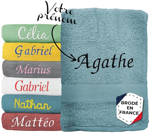 KDO MAGIC Handtuch personalisiert - Badetuch mit Namen - Duschtuch Bestickt 100% Baumwolle - Geschenkidee zum Junge, mädchen, Frau, Mann (70 x 130 cm, Sturmblau)