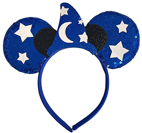 Lilium Kids Minnie Wizard Ears Sequin Alice Headband Fantasy Blue Hat Handmade Cosplay Fancy Dress