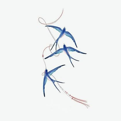 2 Stück Fliegende Schwalbe Blauer Vogel Verheißungsvolle Chinesische Blume Arm Wasserdicht Temporäre Tattoo-Aufkleber Tattoo-Aufkleber Gefälschte Tätowierung