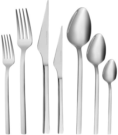 Karaca Sedir Elegance 84 Piece Silver Cutlery Set for 12 People - 18/10 Stainless Steel Knife Fork Spoon Set - Kitchen Silverware Knives and Forks Set