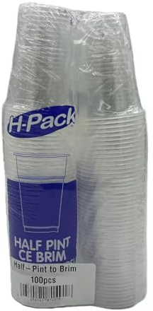H-Pack 100 Clear PP Plastic Half Pint Cups