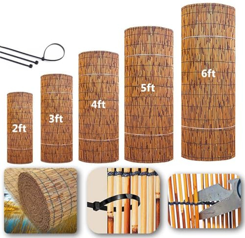 HRXQ Schilfrohrmatte 50×500cm 100×300cm 120×500cm Bambus Sichtschutz Garten Rolle Balkon Sichtschutz Dekorative Zäune Sichtschutzpaneele (Size : 60x300cm)