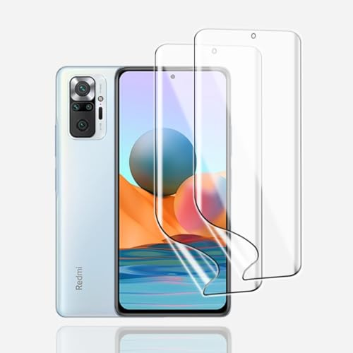 KoasVonson Protector de Pantalla Hidrogel para Xiaomi Redmi Note 10 Pro | 2 Piezas, TPU HD flexible y transparente, antiarañazos, tacto preciso, autorreparable, huella dactilar, reconocimiento facial