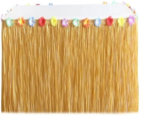 Party-Tischrock mit Fransen, 2 Stück, Tischrock, Strand, Hochzeit, Party, Garten, Dekoration, Sommer-Partyzubehör, Tischdecke, Tischrock (Farbe: Gold, Größe: 100 x 60 cm)(Color:Gold,Size:200x60cm)