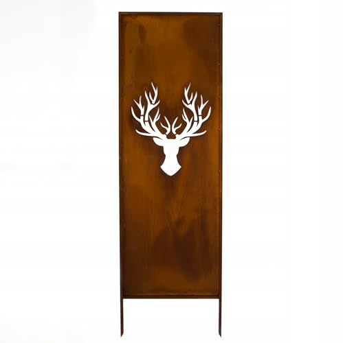 Kapaga - Sichtschutz Metall - 160x50 cm - Edelrost - Rostoptik, Patina | für Garten und Terrasse - Corten, Sichtschutzelement - Sichtschutzwand - Gartendekoration Zaun - Rost (Hirsche)