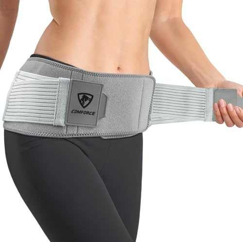 COMFORCE Sacroiliac SI Gelenk-Hüftgurt mit Eisbeutel, doppelt verstellbar und Kompression, Trochanter, Hüftstütze für Damen und Herren, bei Ischiasschmerzen, Becken, Taille, Lendenwirbelentlastung